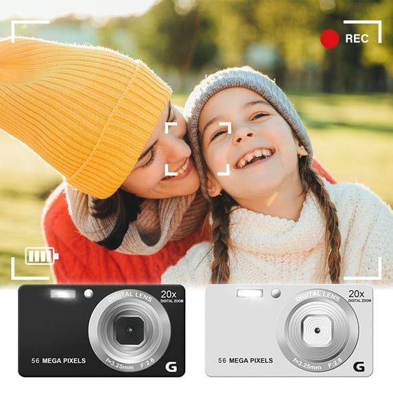 2Pcs Digital Camera, Kadlawus Digital Camera, 4K 56MP Compact Camera for Photography and Video, 20X Digital Zoom, 2.7 Inch Screen, Point and Shoot Camera for Beginners, Teens andkids, Vlogging