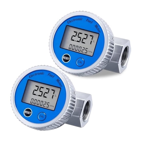 2Pcs Digital Flow Meter 1In NPT Thread Water Flow Meter Fuel Meter Gas Oil Fuel Flowmeter, For Gasoline ,Accurate Measurement