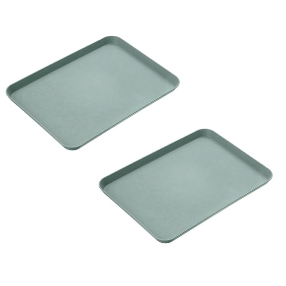 2Pcs Dinner and Serving Tray, Decorative Unbreakable Wheat Straw Tea Platter for Couch, Party, Dining, Picnic, Snack, Appetizer(A) Happy 2026!