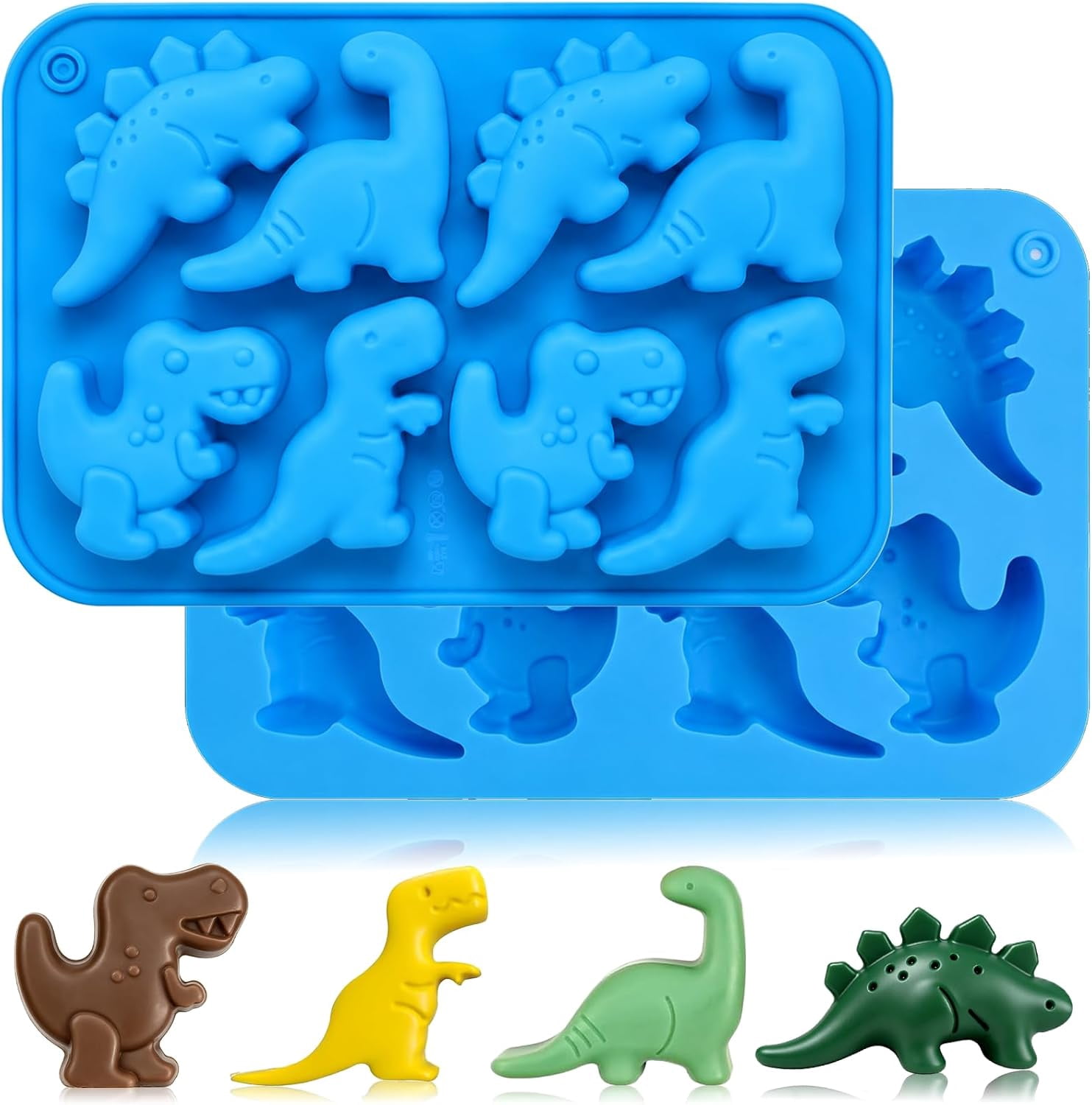 2Pcs Dinosaur Silicone Molds Dinosaur Candy Mold T-rex Chocolate Molds ...
