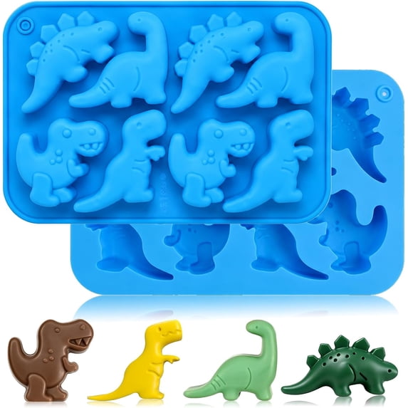 2Pcs Dinosaur Silicone Molds Dinosaur Candy Mold T-rex Chocolate Molds ...