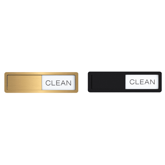 2Pcs Dishwasher Magnet Clean Dirty Sliding Sign,Stainless Steel Rust-Proof Frame,Acrylic Panel for Kitchen Appliance Status Indicator 7 x 1.6 in Black & Gold
