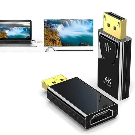 2Pcs DisplayPort to HDMI Adapter ,HD Audio Vedio Converter,Display Port Male DP to HDMI Female HD TV Cable Adapter Video Audio for PC TV