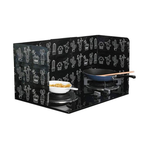 2Pcs Disposable Oil Splash Guard Aluminum Foil Gas Stove Oil Splatter Screen Board Cooking Frying Oil-Proof Splash Kitchen Tool (Black)