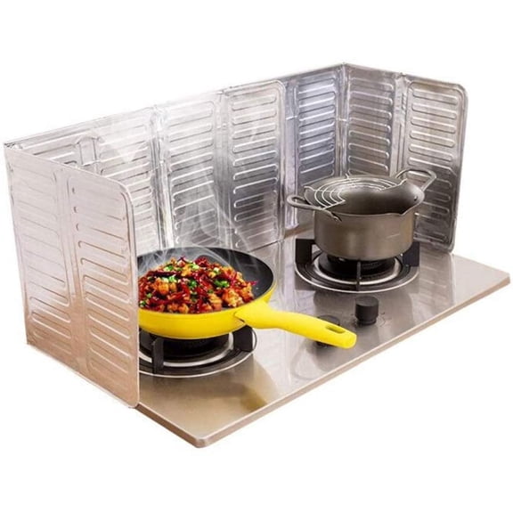 2Pcs Disposable Oil Splash Guard Aluminum Foil Gas Stove Oil Splatter Screen Board Cooking Frying Oil-Proof Splash Kitchen Tool Suitable for kitchen and dining room(Silver)