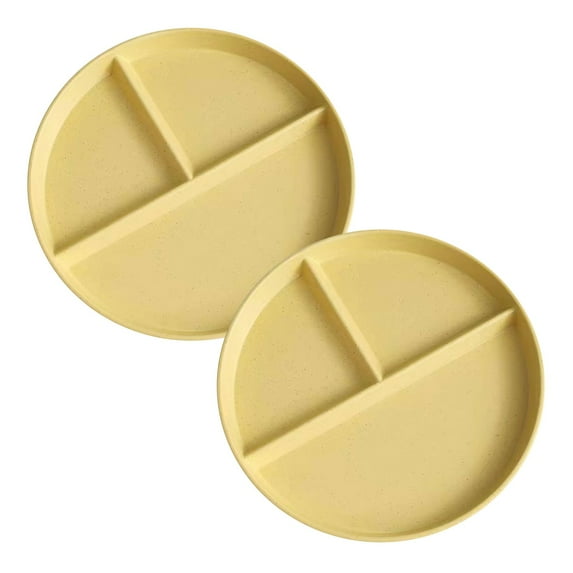 2Pcs Divided Plates for Adults, Portion Control Plate for Balanced Eating, 8.7inch Unbreakable Divided Plates, Plates with 3 Compartments, Plastic Plates with Dividers, Reusable Plates