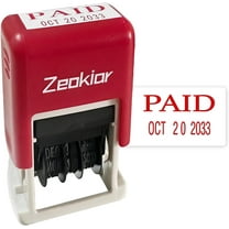 Office Date Stamp, Self Inking Rubber Paid Stamp (0.78'' x 0.35''), 13 Years of Dates, Business Stamp for Office, Bank, Accounting, Red Ink