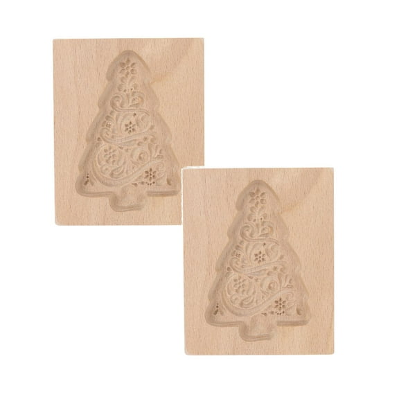 2Pcs Diy Baking Moulds Wooden Cookie Cookie Moulds Embossing Craft Decorative Baking Tools For Christmas Thanksgiving Christmas Kitchen Biscuit Moulds