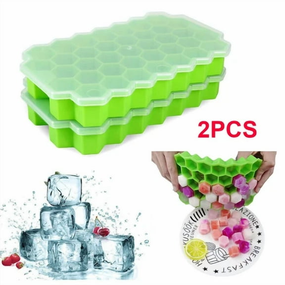 2Pcs Diy Case Silicone Ice Cube Tray Maker Mold Lid Bar Cocktails Whiskey Stones