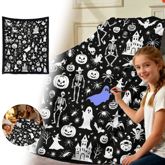 2Pcs Diy Coloring Blanket With Markers, Washable Coloring Blanket You Can Color For Adults, Creative Fabric Diy Color Blankets For Personalized Home Decor, Holiday Gift Idea Happy 2026!