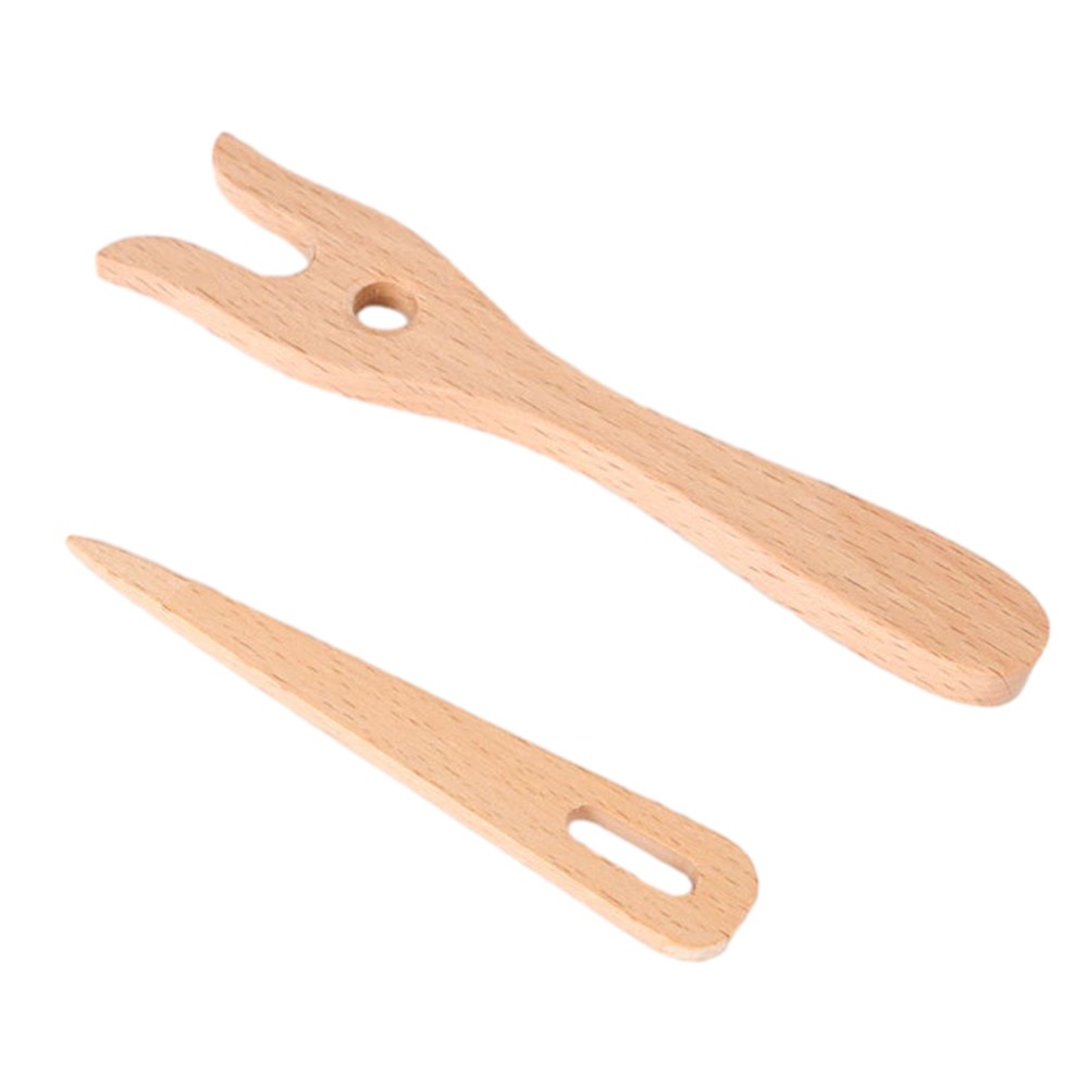 2Pcs Diy Handmade Wooden Fork Weaving Large Eye Needle Tapestry Weaving