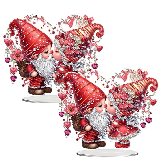 2Pcs Diy Tabletop Di Amond Art Painting Kit,Desktop Ornament Special Shaped Rhinestone Desk Placement Ornament Home Stand Up Gem Painting Craft Kit Double Si D E D (Ro Mantic Couple) Desktop Ornament