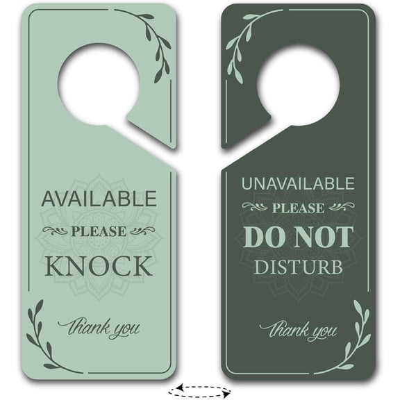 2Pcs Do Not Disturb Door Hanger Sign Please Knock Door Hanger Green Plants PVC Double Sided Notice Plaque Creative Craft