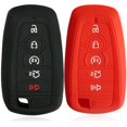 thumbnail image 1 of 2Pcs Dobrev Silicone 5 Five Button Smart Key Case Cover Skin Fob Holder for Ford Fusion Explorer Edge Mustang Expedition F-Series Smart Key   (Black and red), 1 of 3