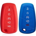 thumbnail image 1 of 2Pcs Dobrev Silicone 5 Five Button Smart Key Case Cover Skin Fob Holder for Ford Fusion Explorer Edge Mustang Expedition F-Series Smart Key  (red and blue), 1 of 3
