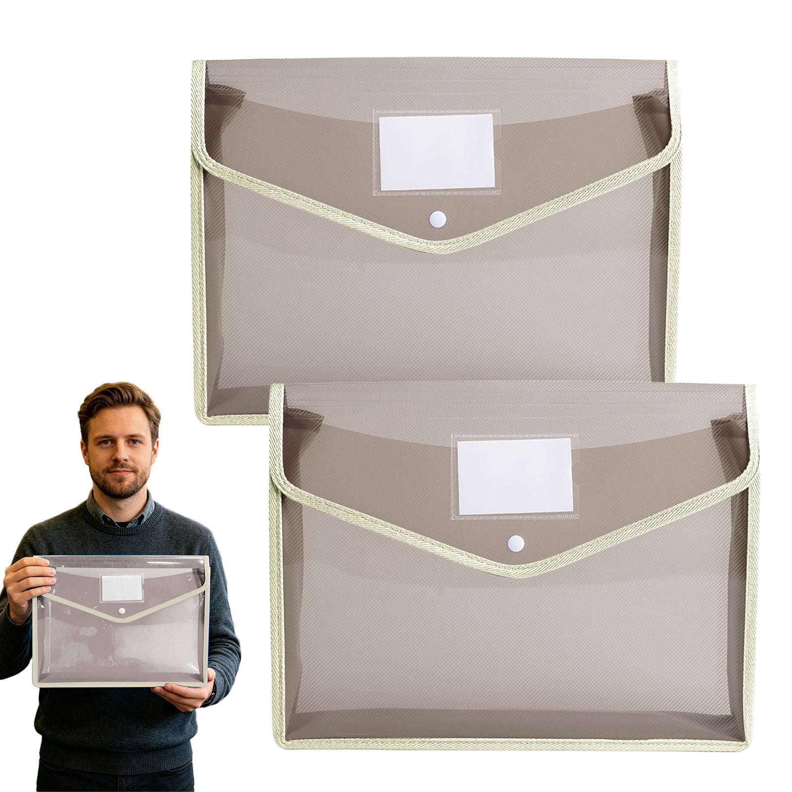 2Pcs Document Holder Envelope Folder, File Storage Bag with Button ...