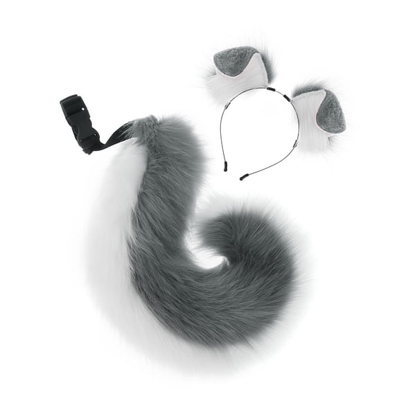 2Pcs Dog Ears Hairband Dog Tail Dogs Costumes Halloween Cosplay Costumes Dogs Ears Headband Faux Furs Tail