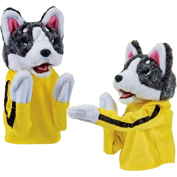 2Pcs Dog Hand Puppet Kung Fu Husky, Soft Soundable Boxing Hand Interactive Puppet, Toddler Washable Plush Battle Boxing Husky Toys, Animal Puppets