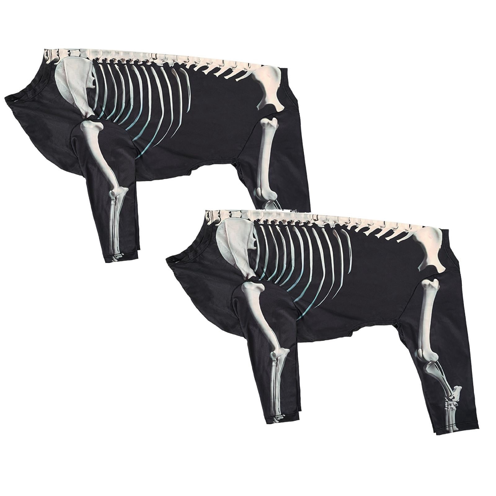 2Pcs Dog Jumpsuit Clothes, Halloween Skeleton Dog Costume