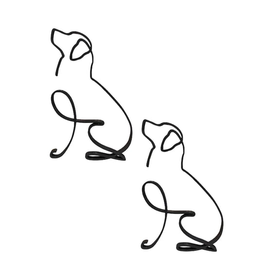 2Pcs Dog Minimalist Arts Sculpture Personalized Gift Metal Decoration Desktop Ornament Home Decor