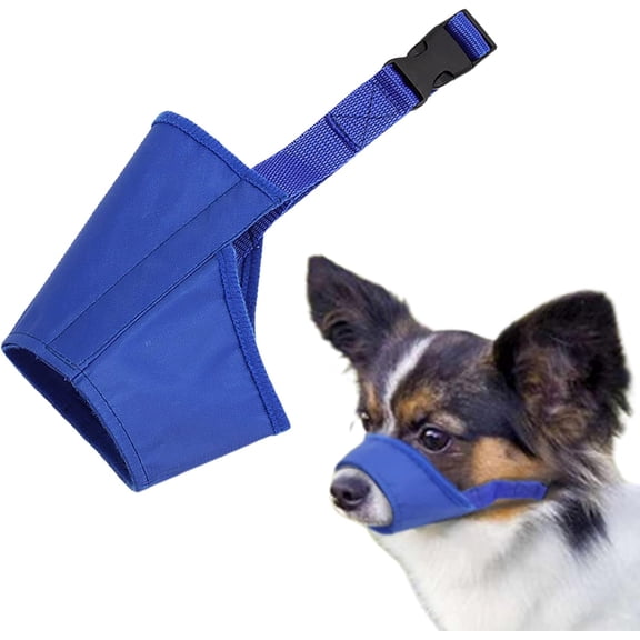 2Pcs Dog Muzzle, Soft Anti-Biting Barking Chewing Muzzle, Breathable Waterproof Adjustable Muzzle for Small Medium Dogs,Blue