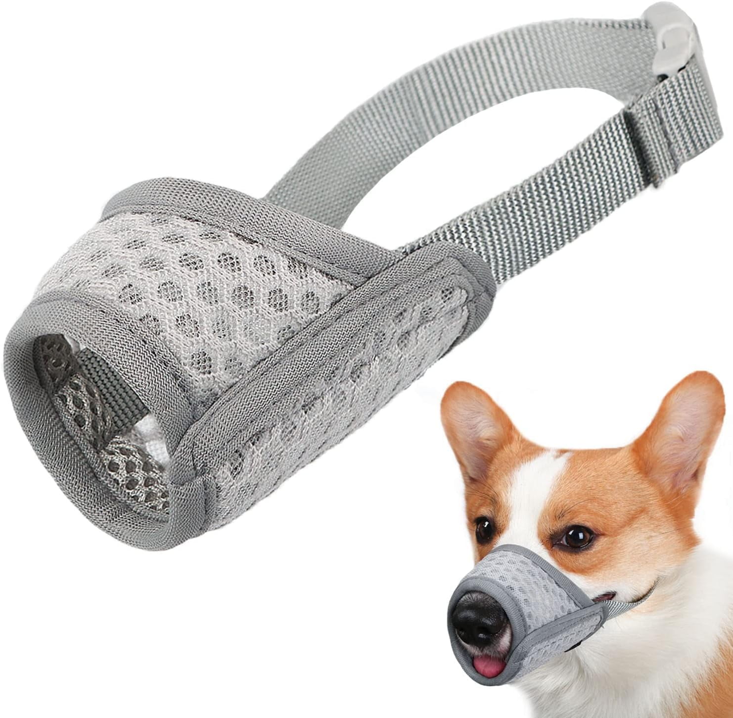 2Pcs Dog Muzzle Soft Mesh Muzzle for Small Medium Large Dogs Puppy Muzzle for Biting Chewing Grooming Allows Panting Drinking