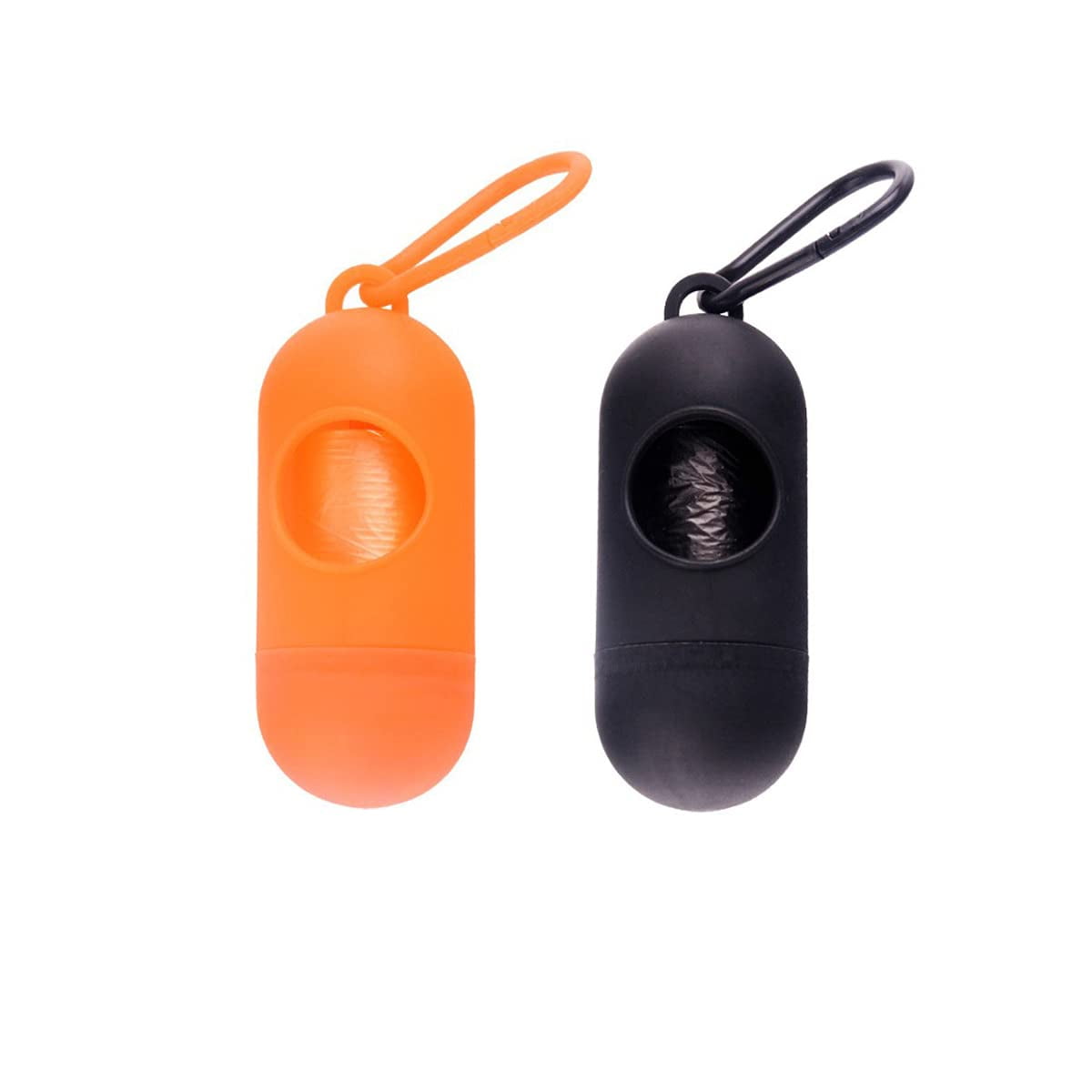 2Pcs Dog Poo Bags Dispenser Pet Feces Bag Holder ( Black, Orange