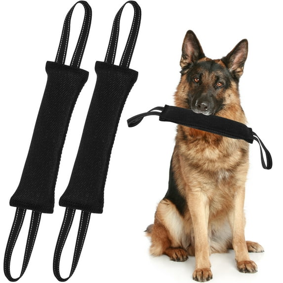 2Pcs Dog Tug Toy 12×2.75 Inch Tough Jute Bite Pillow with Handle Fun Puppy Training Toys Tug of War Puppy Training Interactive Play Washable Fire Hose Dog Tug Pull Toys for Medium to Large Dog