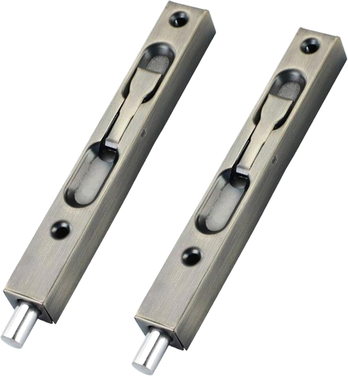 Hicarer 4 Pack 6 Inch Solid Brass Flush Door Bolt Concealed Security French Door Lock Latch