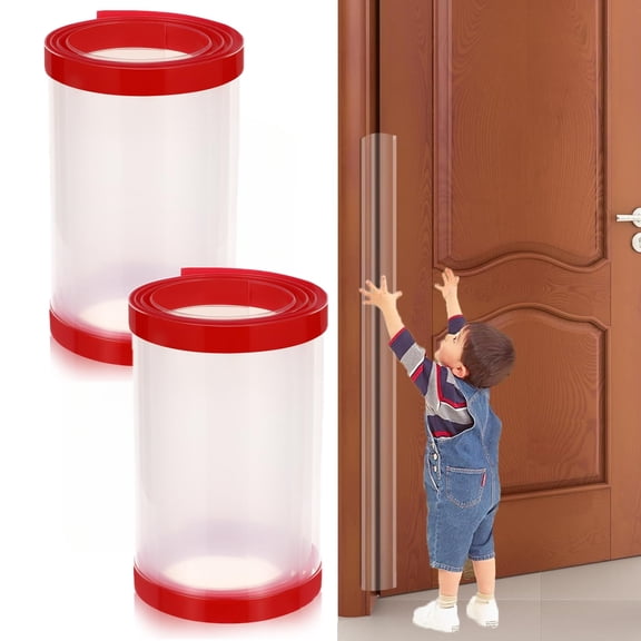 Trianu 2Pcs Door Pinch Guard Baby Proofing, Door Hinge Cover, Door Protector for Kids Finger Safety, Door Finger Pinch Guards Heavy Duty(6.69" x 47.24", Clear)