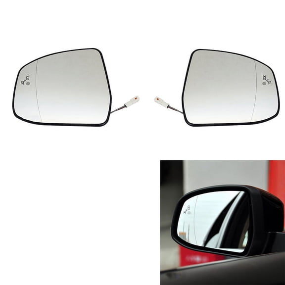 2Pcs Door Wing Side Mirror Glass Heated Blind Spot Warning with Backing Plate for Focus MK2 MK3 Mondeo MK4 L+R