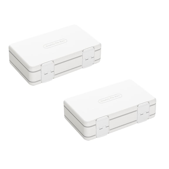 2Pcs Double Layer 24 Grid Box Seven Day Portable Dispensing Box Three Meals A Day Reminder Box Large Capacity Storage Box Food Storage