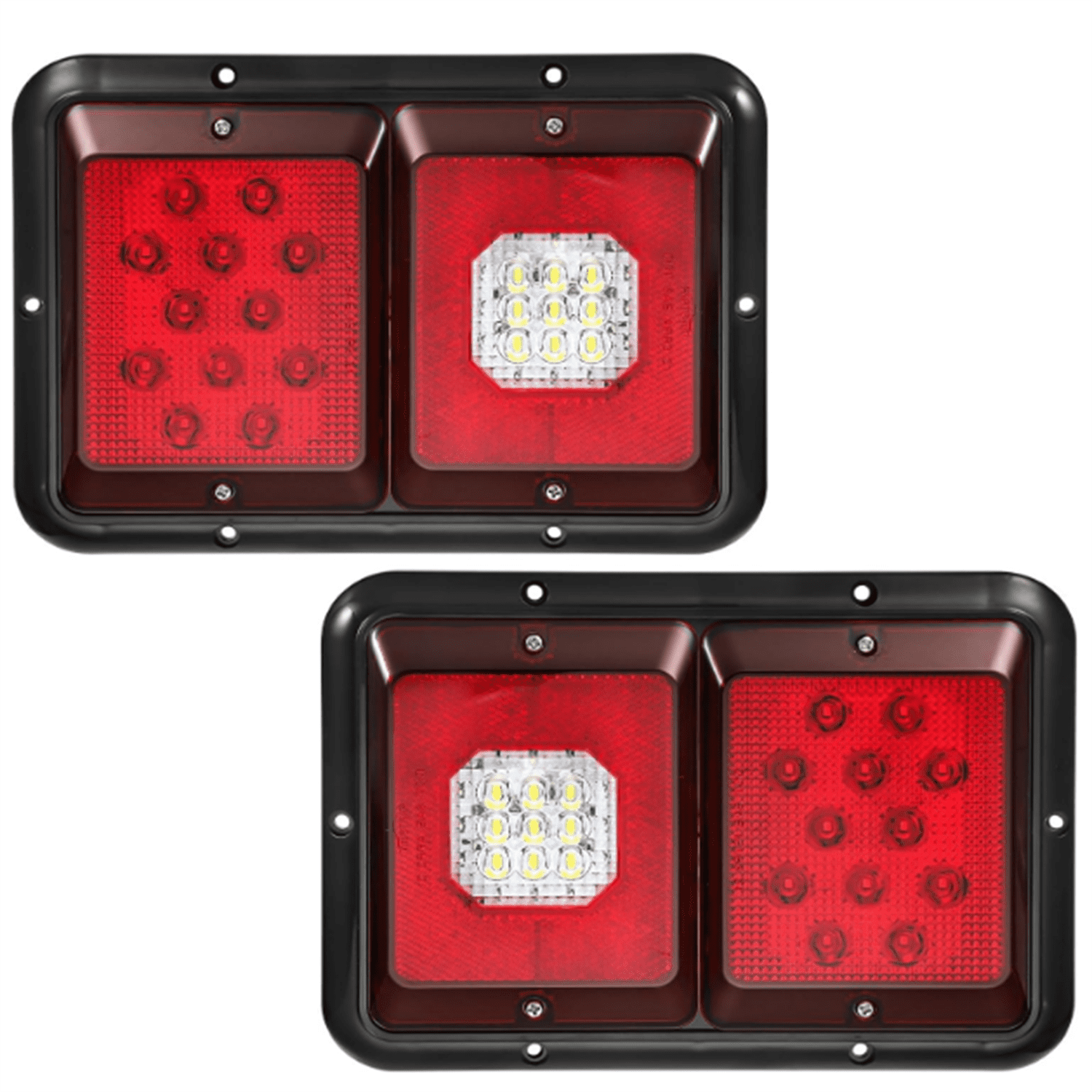 2Pcs Double Led Trailer Tail Lights with Horizontal Mount Dual Stop Turn Tail Backup Reverse Lights 33 LED, Surface Mount RV Double Led Taillights, RV Double Led Tail Lights, Black Base
