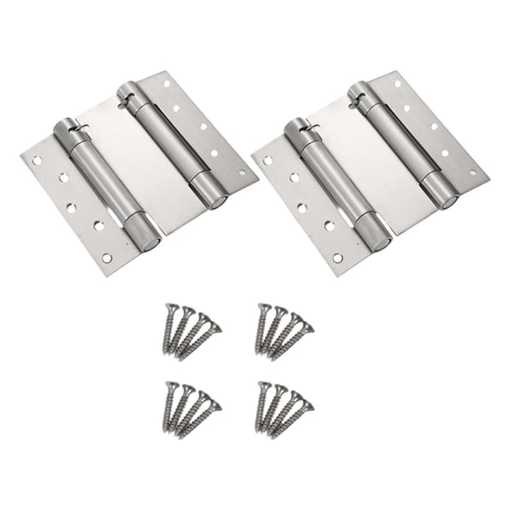 2Pcs Double Opening Spring Door Hinges Heavy Duty Steel Auto Close Mechanism with Screws set for Double Swing door