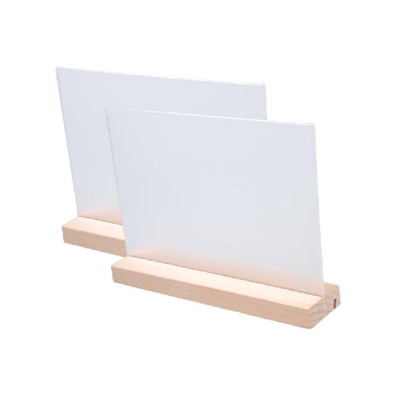2Pcs Double Side Acrylic Holder with Wood Base Acrylic Poster Display Stand