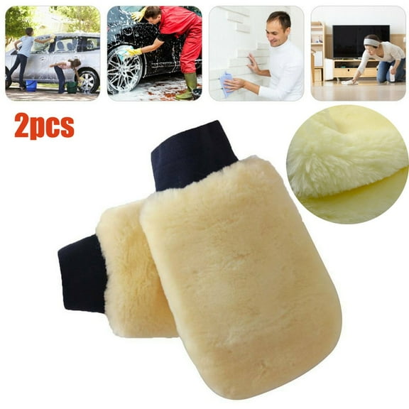 2Pcs Double Side Imitation Wool Car Wash Maintenance Mitt Auto Cleaning Gloves Tool Car Accessories