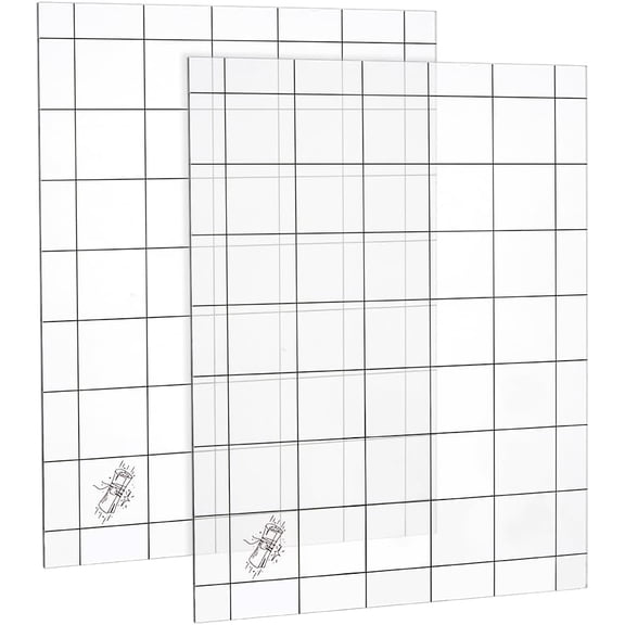 2Pcs Double-Sided Role Playing RPG Game Mat 9x7 Inch Rectangle Acrylic Games Mat Clear Battle Map Board Grid Game Mats Acrylic Gaming Playmat