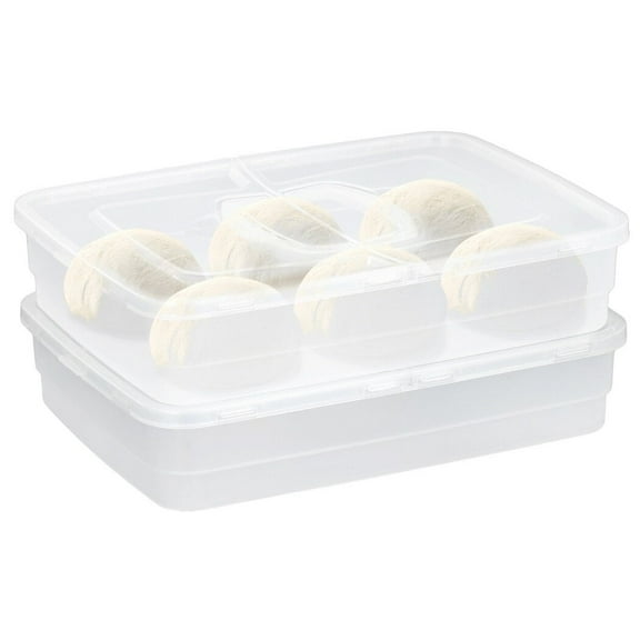 2Pcs Dough Containers with Handles, Pizza Dough Proofing Box Organizers Trays, Transparent Durable Pizza Storage Containers, Large Capacity Pizza Dough Cases(14.2 x 10.4 x 3.0'')