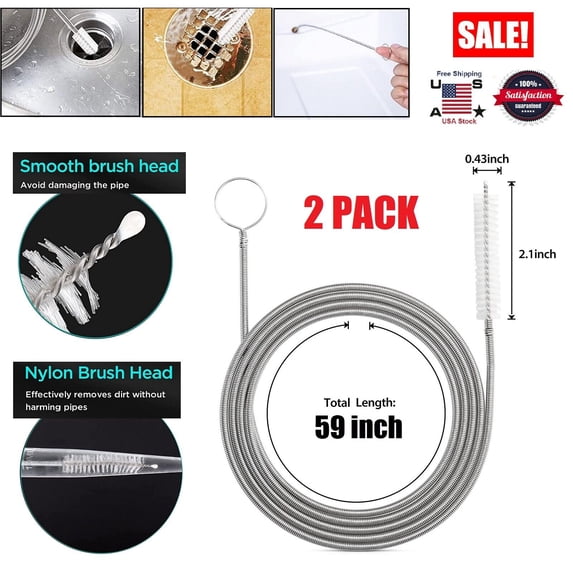 2Pcs Drain Brush Flexible Feeding Tube Brush Slim Cleaning Brush Hose Pipe Brush