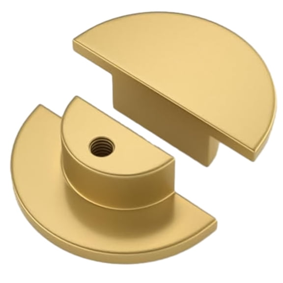 2Pcs Drawer Knob Half Moon Golden Dresser Knob Kitchen Cabinet Pull Handle