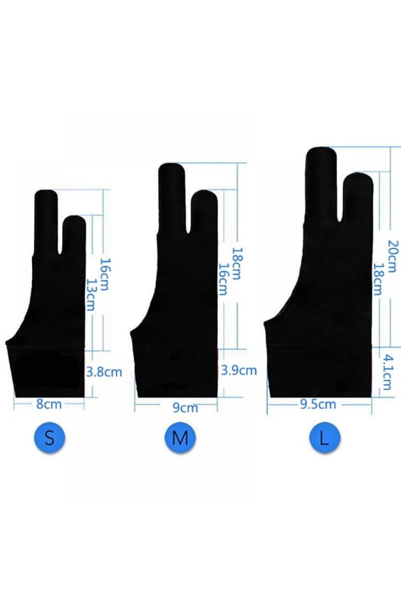 2Pcs Drawing Gloves Digital Tablet Anti-fouling Special Gloves Writing Painting Two-finger Gloves