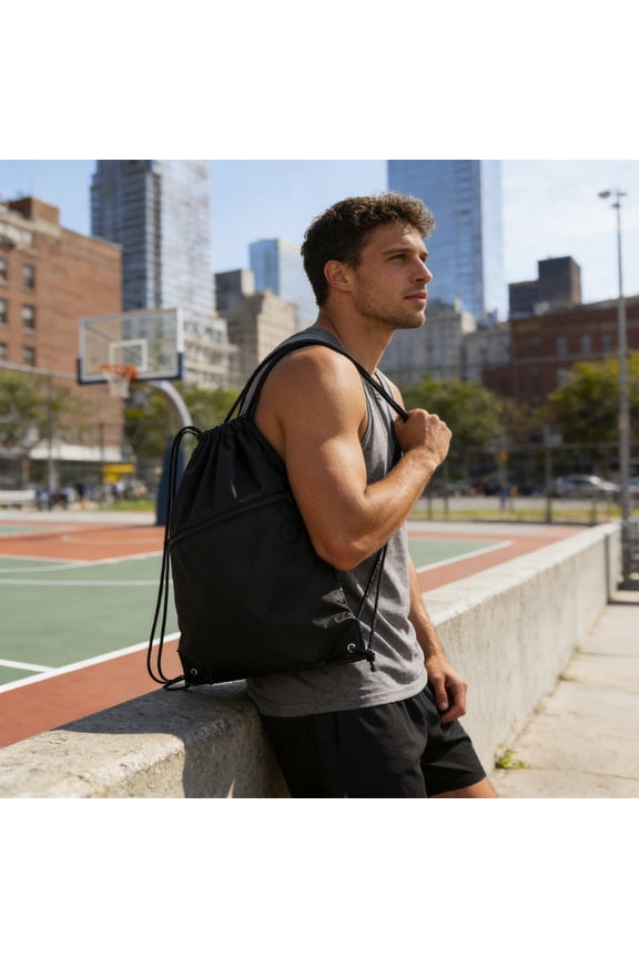 2Pcs Drawstring Bags Bulk Drawstring Backpack Black String Backpack Cinch Sack Sport Gym Backpack Bags for Traveling Outdoor Sports