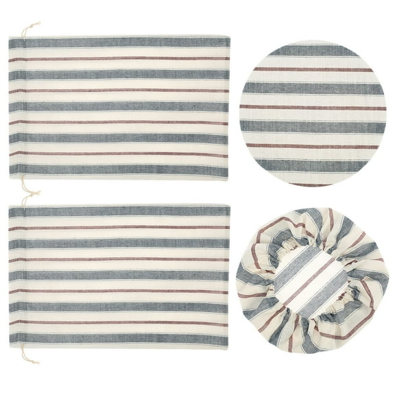 2Pcs Drawstring Bread Bag with Bowl Cover Linen Bread Storage Bag Reusable Bread Bag Container Sourdough Bread Bag Washable Homemade Bread Bag for Bread Nut Snack Fruit