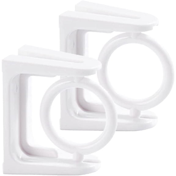 2Pcs No Drill Curtain Rod Brackets 360 Rotating Ring - Self Adhesive Shower Curtain Rod Tension No Drill - Strip Curtain Rod Holders for Home Bathroom and Hotel Use