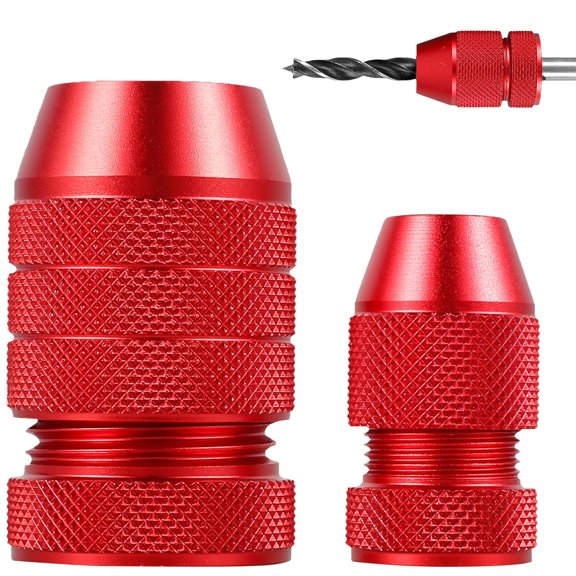 2Pcs Drill Depth Stop Adjustable Drill Bit Stop Collar Set Aluminum Alloy Drill Stop Precise Drill Size Range 5/64inch-3/16inch 15/64inch-7/16inch for Furniture Tile Metal Wood (red No2)