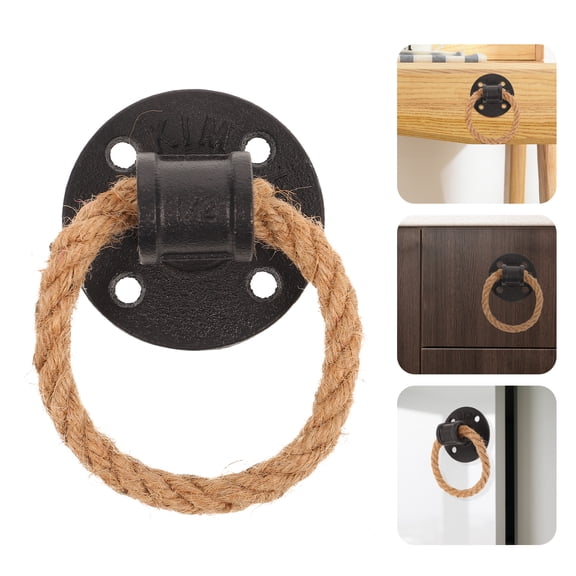 2Pcs Drop Ring Pulls Rope Drawer Ring Vintage Cabinet Handle Knobs For Kitchen Cabinet Cupboard Dresser Drawer Wardrobe