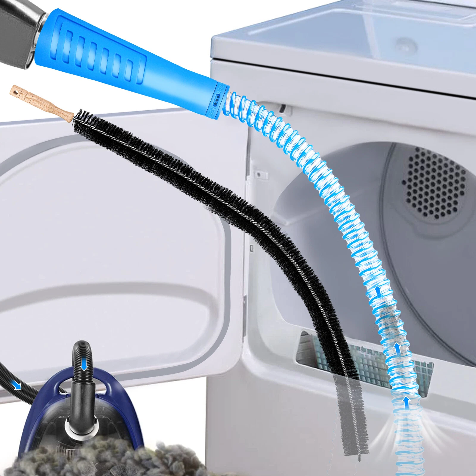 2Pcs Dryer Vent Cleaner Kit Vacuum Attachment Flexible Dryer Lint Remover Brush