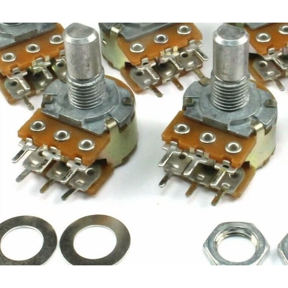 2Pcs Dual 10K Ohm Audio Potentiometer Taper + Panel Nuts, Center Detent