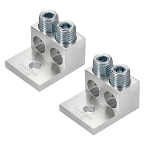 2Pcs Dual Aluminum Ground Lug,1B25U 1/0AWG Double Wire Barrel Mechanical Lugs M12 Screw 600V for Electrical Connection Circuit Breaker Solar Panel Marine Power Distribution