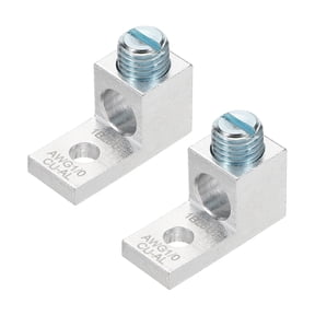 2Pcs Dual Aluminum Ground Lug,1B25U 1/0AWG Double Wire Barrel Mechanical Lugs M12 Screw 600V for Electrical Connection Circuit Breaker Solar Panel Marine Power Distribution